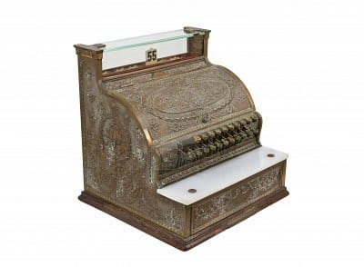 Antique bronze cash register