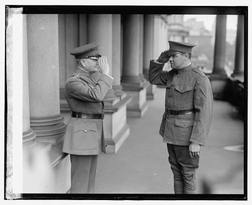 Babe Ruth salutes General John J. Pershing at the War Department