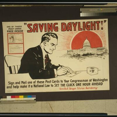 Saving Daylight! postcard (1918)