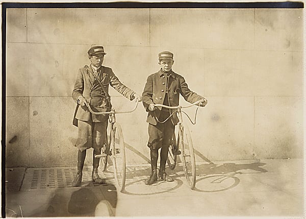 Photograph of Earle Griffith and Eddie Tahoory, working for the Dime Messenger Service in Washington D.C., 04/11/1912