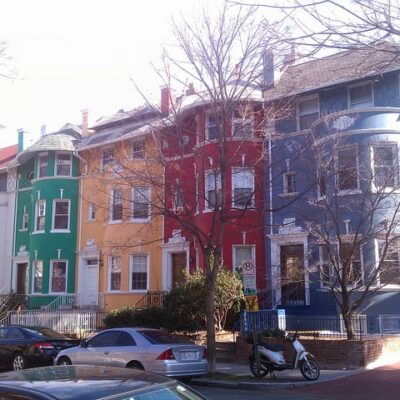 The "Rainbow Row" of homes on Cliffbourne Pl. NW