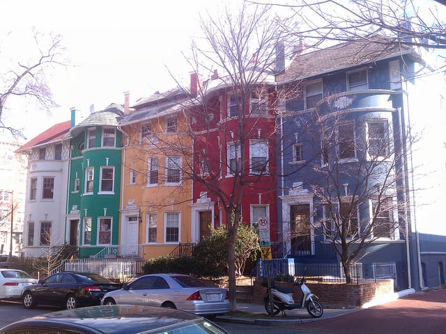 The "Rainbow Row" of homes on Cliffbourne Pl. NW