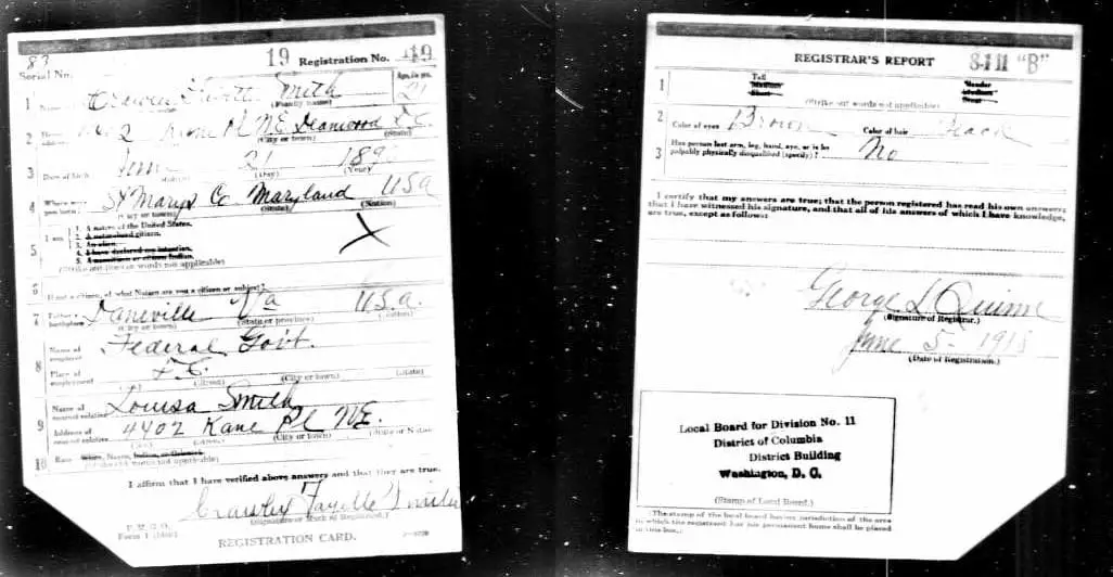 Crowley F. Smith - World War One Draft registration card