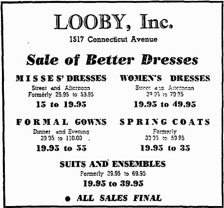 Looby, Inc. advertisement (1938)