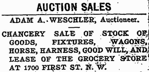 Auction sale at 1700 1st St. NW - 1910 Auction sale at 1700 1st St. NW - 1910