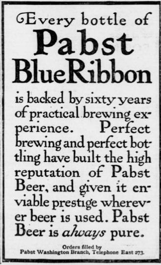 Pabst Blue Ribbon advertisement - 1903