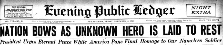 Evening Public Ledger - Friday, November 11th, 1921