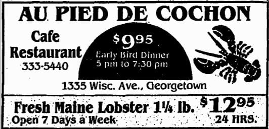 Au Pied de Cochon advertisement (1990)