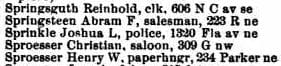 Joshua Sprinkle - Boyd's Directory 1896
