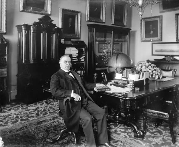 President McKinley in the White House Treaty Room (1900)