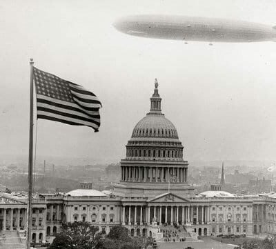 "Graf Zeppelin over Capitol." The German airship on its visit to Washington in October 1928 (Shorpy)