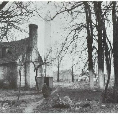 David Burnes' cottage in 1894 prior to razing (PGCist on Flickr)