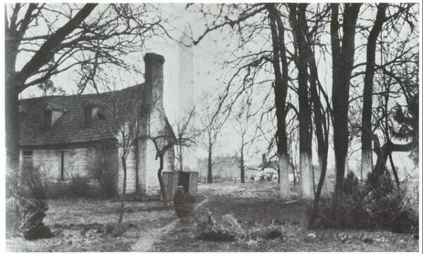 David Burnes' cottage in 1894 prior to razing (PGCist on Flickr)