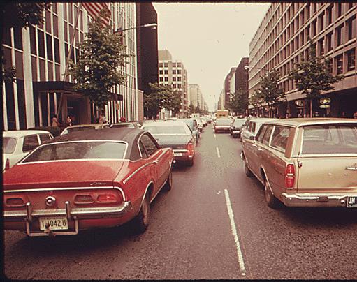 Commuter traffic from bus strike (1974)