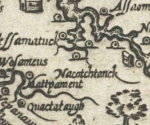 Nacotchtank - Captain John Smith's map (1612)