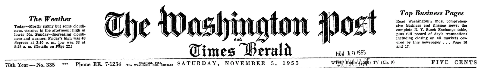 Washington Post & Times Herald - November 5th, 1955