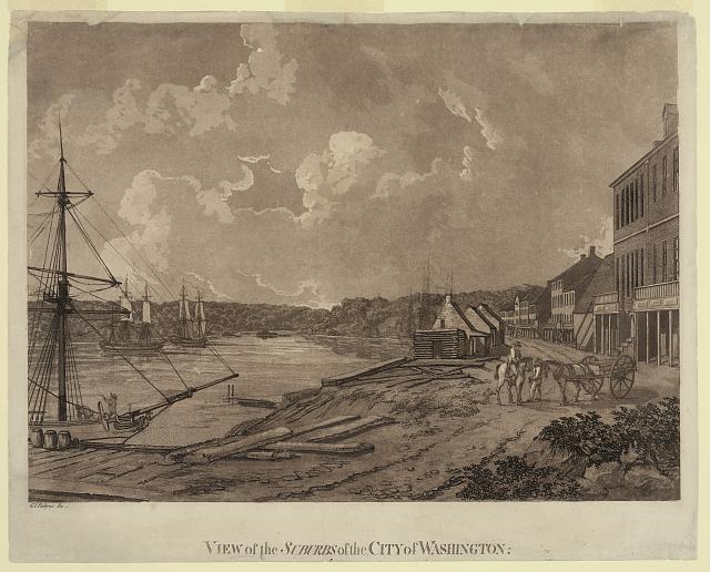 View of the Georgetown waterfront in the 1790s (Library of Congress)