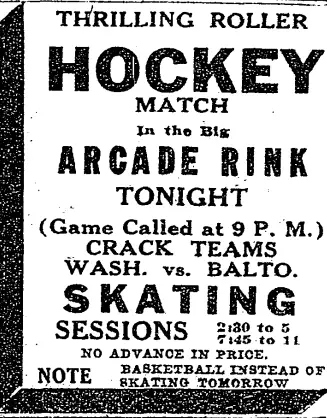 Thrilling roller hockey advertisement (1926)