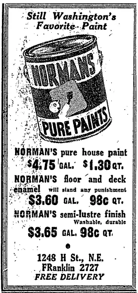 Norman's Pure Paints advertisement (1948)