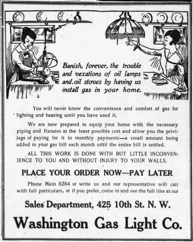 Washington Gas Light Co. advertisement (1906)