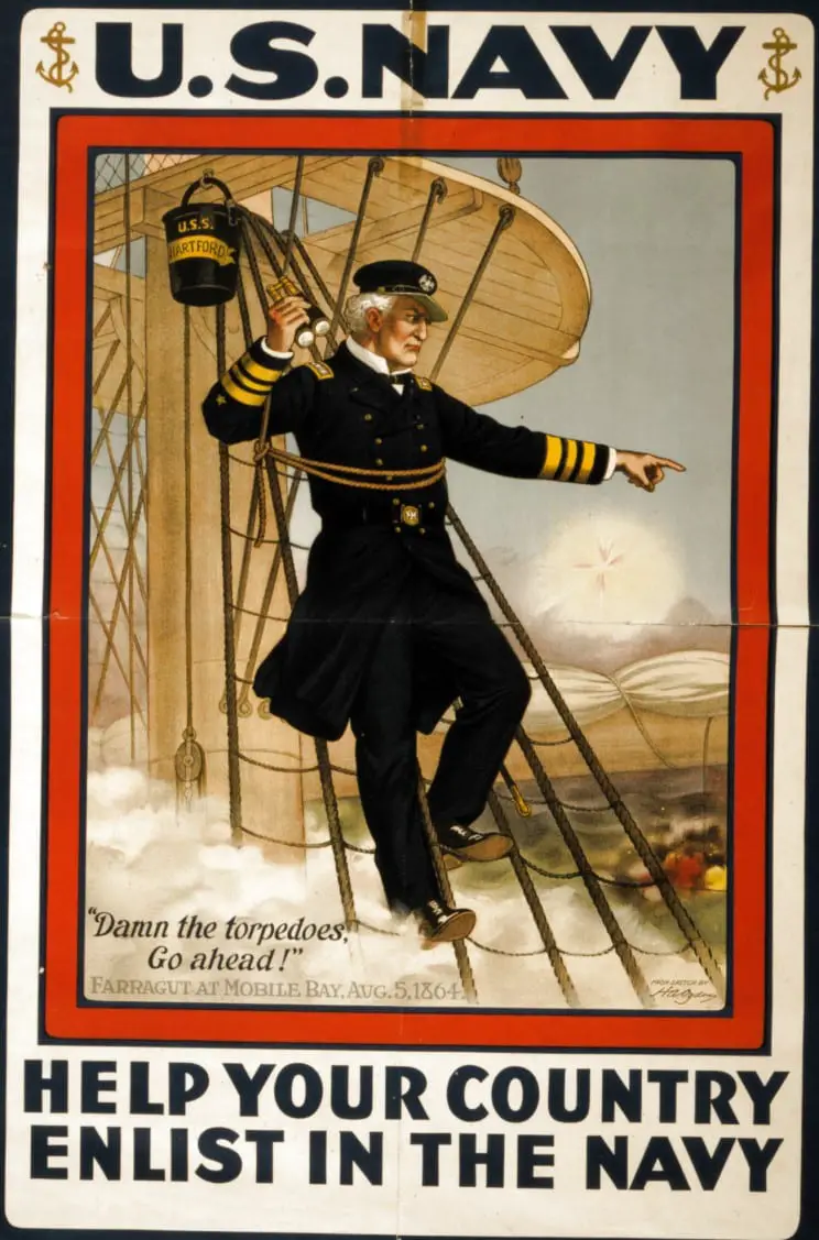 World War I recruitment poster with Admiral Farragut