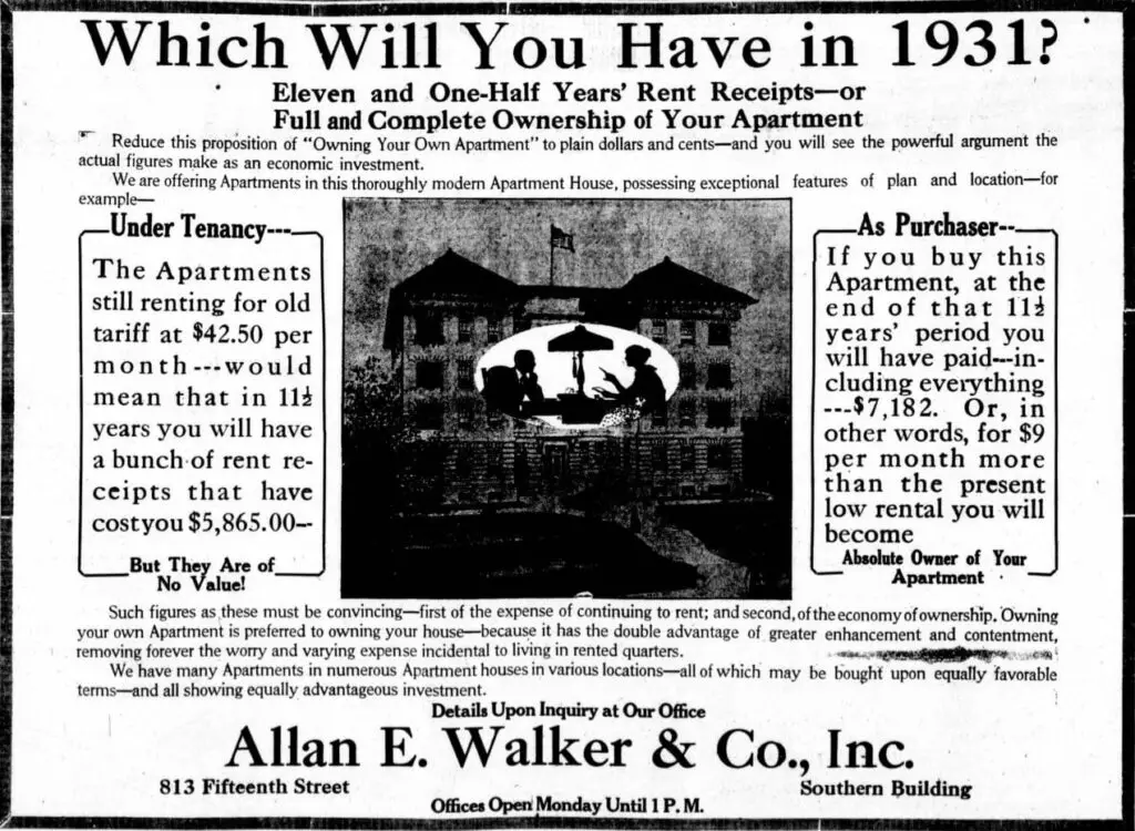 Real estate advertisement from 1920 (Washington Times)