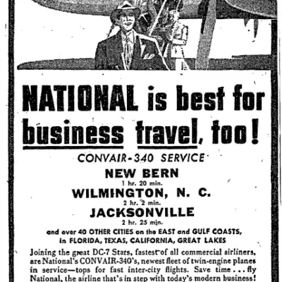 National Airline advertisement in the Washington Post (1955)