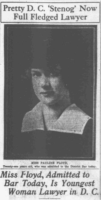 Pretty D.C. 'Stenog' Now Full Fledged Lawyer - March 10th, 1919 (The Washington Times)