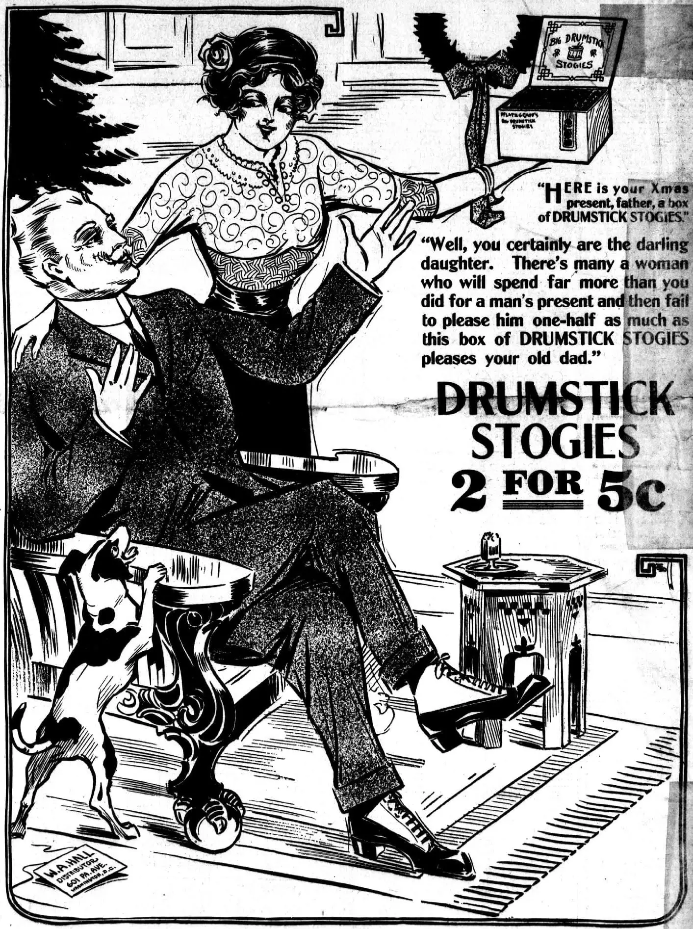 Drumstick Stogies advertisement in  the Washington Times - December 21st, 1911