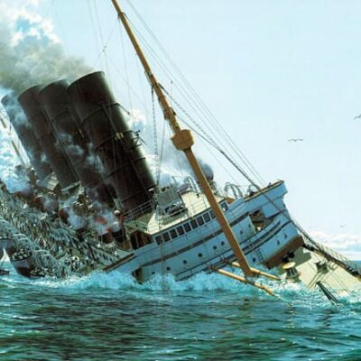 Lusitania sinking off the coast of Ireland (Ken Marschall)