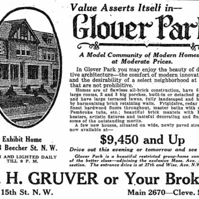 Glover Park homes advertisement in Washington Post - October 14th, 1928