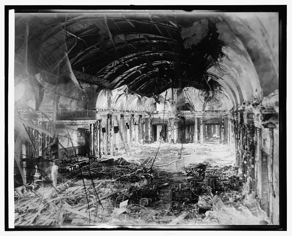 Willard Hotel ballroom fire damage April 23, 1922 (Library of Congress)