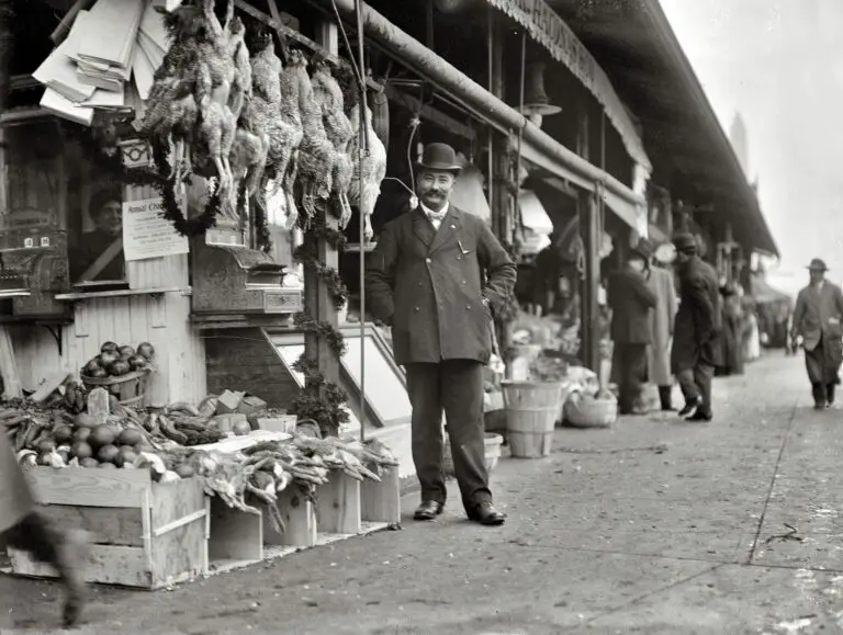 P.K. Chaconas Co. Market circa 1915; George Chaconas pictured in front (Shorpy)