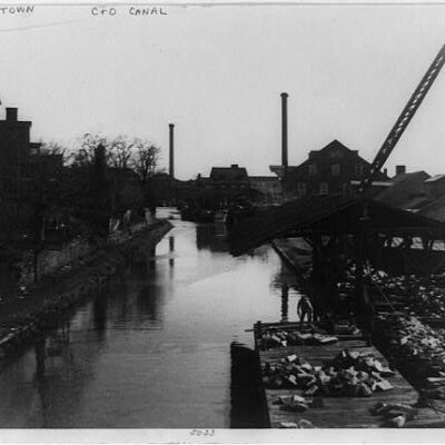 C&O Canal from Wisconsin Avenue Bridge, Georgetown circa 1920 (Library of Congress)