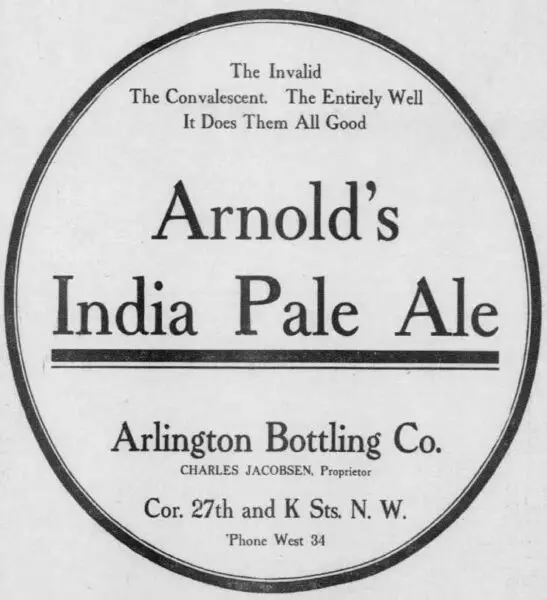 Arnold's India Pale Ale advertisement in the Washington Times - December 16th, 1906