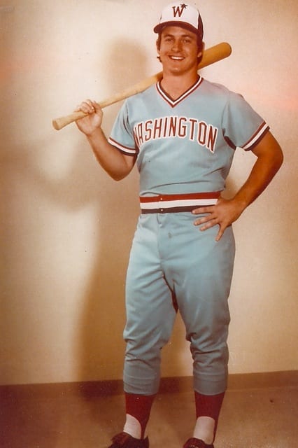 Dave Freisleben modeling the Washington uniform