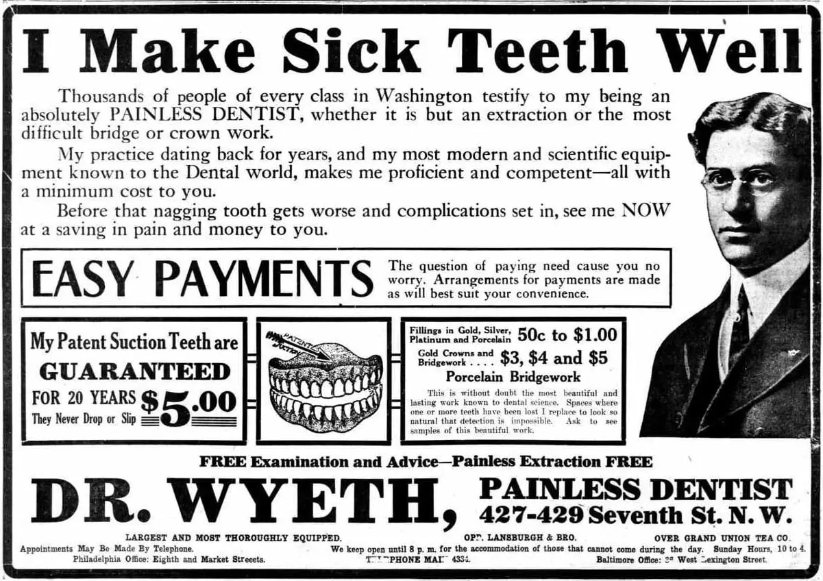 Dr. Wyeth advertisement in the Washington Times - April 28th, 1911