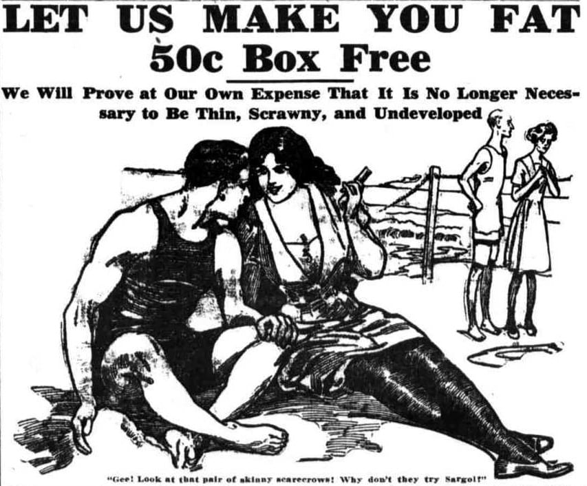 Sargol Company Flesh Builder advertisement in the Washington Times - May 12th, 1912 Sargol Company Flesh Builder advertisement in the Washington Times - May 12th, 1912