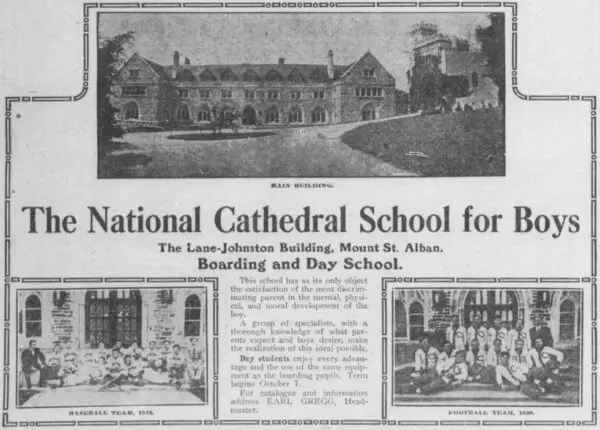 The National Cathedral School for Boys advertisement in the Washington Herald - 1910