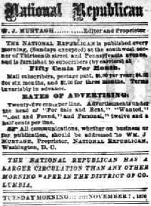 National Republican, W. J. Murtagh, Editor and Proprietor - November 7th, 1876