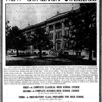 New Gonzaga College advertisement in the Washington Times - August 31st, 1913