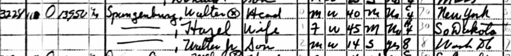 Spangenberg family in the 1940 U.S. Census