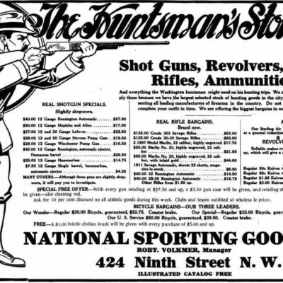 The Huntsman's Store advertisement in the Washington Times - October 20th, 1912