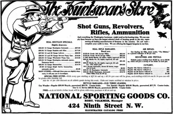 The Huntsman's Store advertisement in the Washington Times - October 20th, 1912