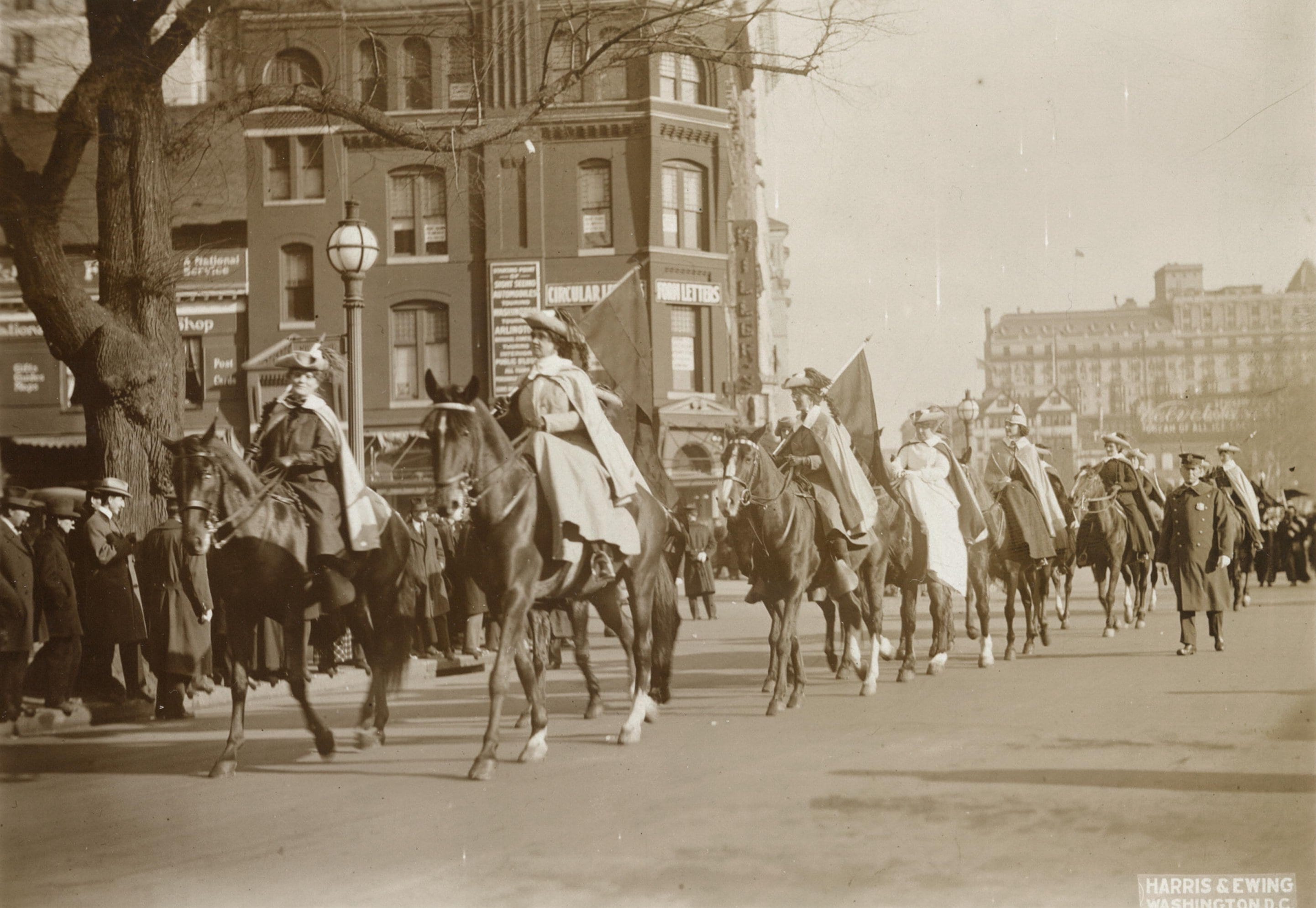 Women on horseback in suffrage parade, Washington, D.C., May 9, 1914 (Library of Congress)