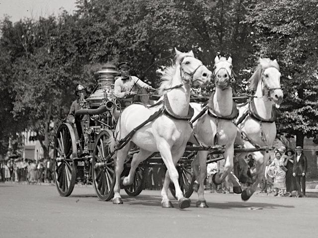 1925 fire run with Barney, Gene and Tom