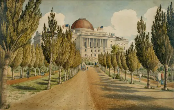 View of the Capitol, by Charles Burton, Watercolor on Paper - 1824 (source: U.S. Capitol Visitor Center)