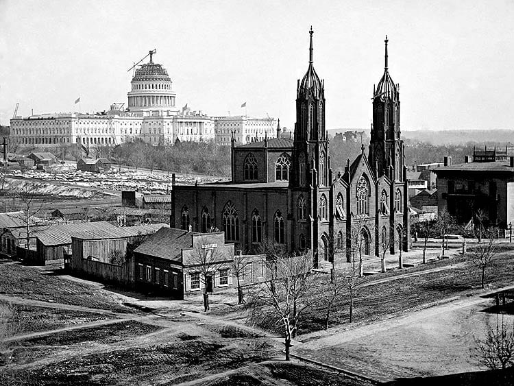 Capitol Dome and Trinity Church around 1859 (13 years before Douglass moved to DC)