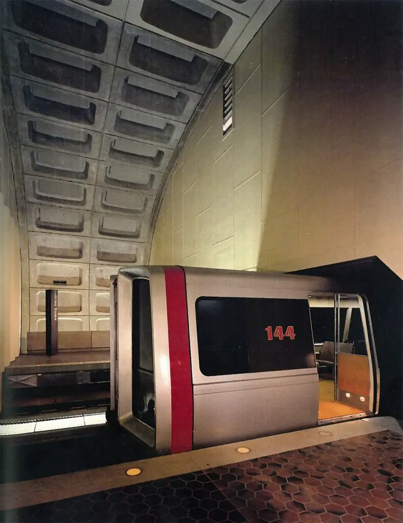 "Full size mockup of partial Metro station 1968" from Harry Weese Associates' 1994 book describing Metro's early plans.