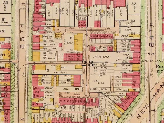 1913 Baist real estate atlas focused on Snow's Court